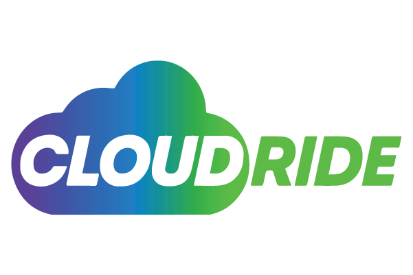 Cloudride logo with a cloud shape and the text 'Cloudride' in blue, teal, and green gradient.