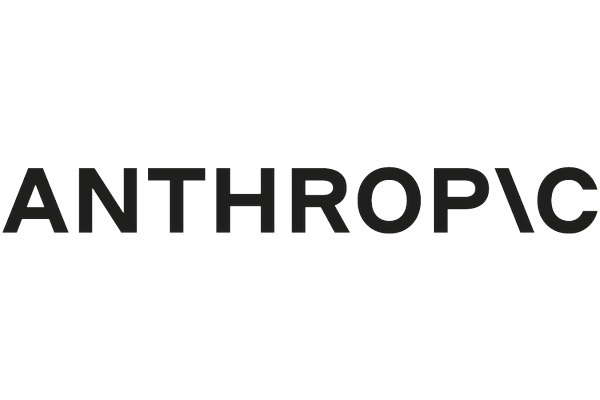 Anthropic logo with the text 'ANTHROPIC' in bold black letters on a transparent background.