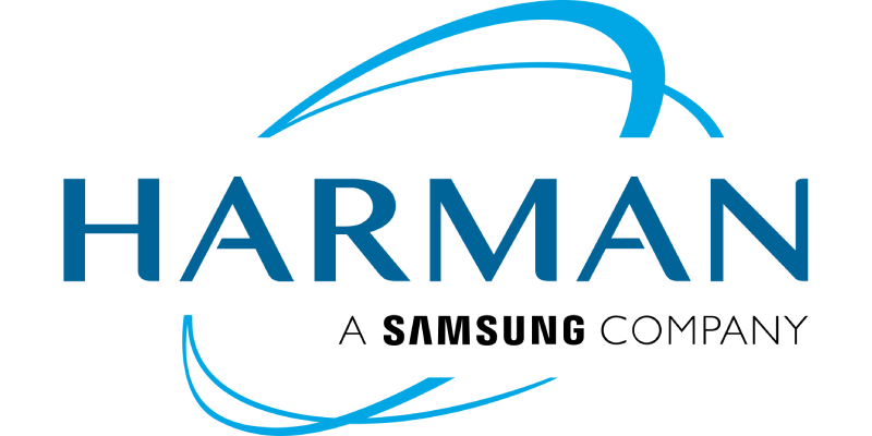 2Harman logo with blue swoosh designs and the text "A Samsung Company" below.