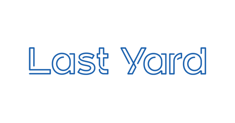Logo for Last Yard displayed in blue outlined text on a white background, associated with NRF 2025 Platinum.