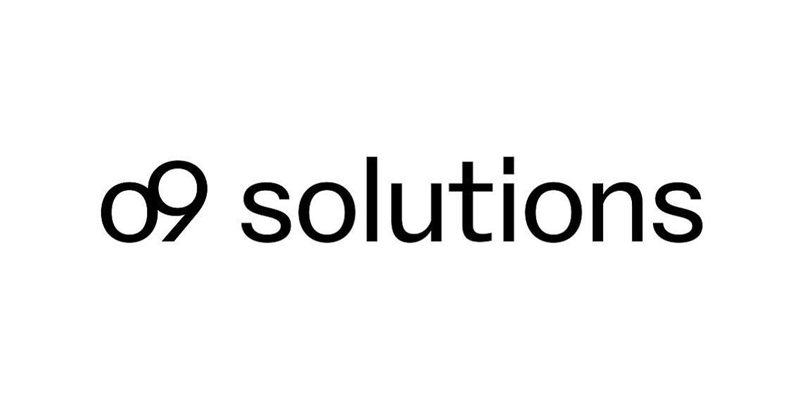 The logo of o9 Solutions displayed in black text on a white background, used for the NRF 2025 event.
