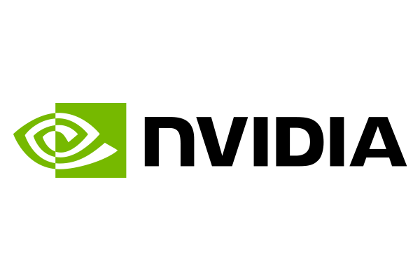NVIDIA logo consisting of a stylized eye shape in green and black, next to the NVIDIA text.