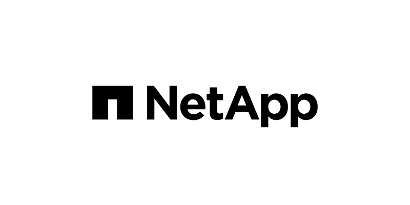 NetApp logo with a black geometric icon and bold text.