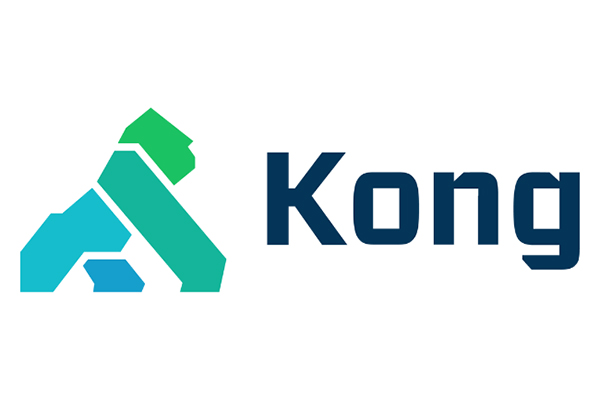The Kong logo, featuring a stylized geometric gorilla icon in shades of blue and green to the left of the text 'Kong' in bold dark blue letters.