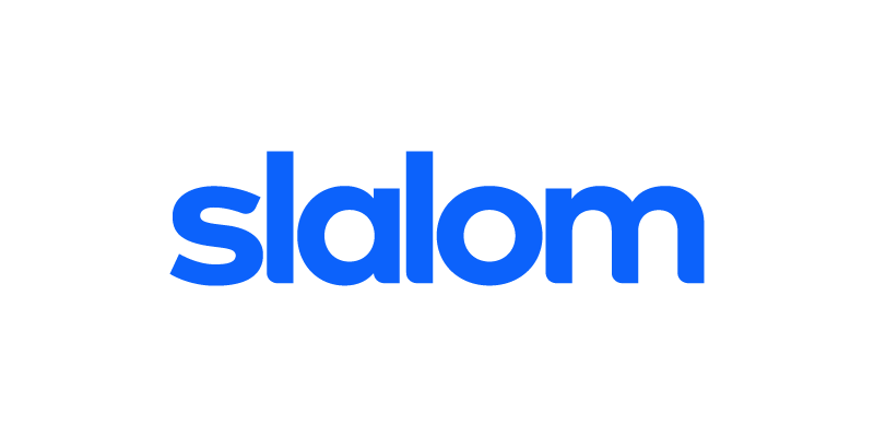Blue "slalom" text logo on a white background.