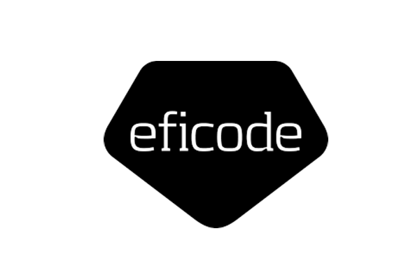 Black geometric logo with the word "eficode" in white lowercase letters.