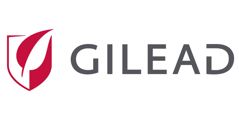 2Logo of Gilead Sciences with a red abstract leaf design and the word "GILEAD" in gray text.