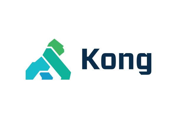 Alt-text: "Kong logo featuring a stylized green and teal geometric design next to the word 'Kong' in dark blue text."