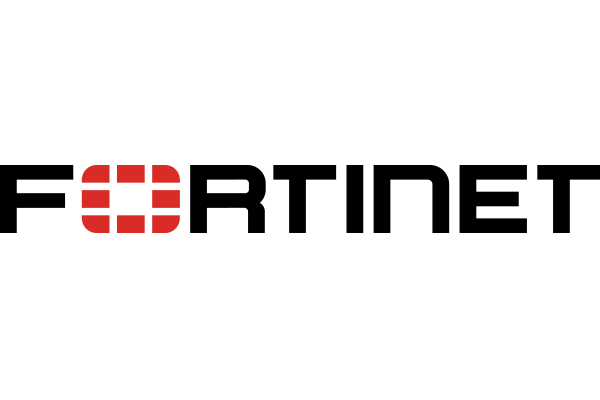 Fortinet logo with a red icon and black text on a white background