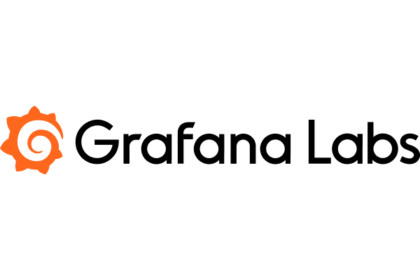The Grafana logo featuring an orange gear-like icon with a swirl next to the word 'Grafana' in black text on a white background.