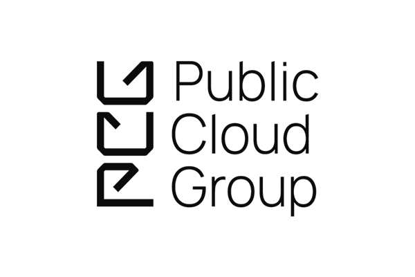 Logo of Public Cloud Group with geometric symbols and text displaying 'Public Cloud Group'.