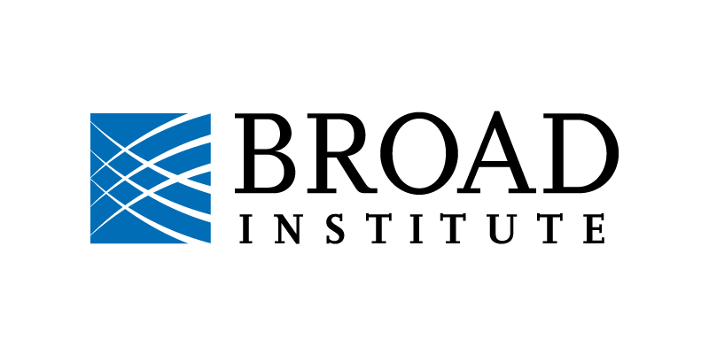 Broad Institute logo featuring a blue square with intersecting white lines next to the text "BROAD INSTITUTE" in black.