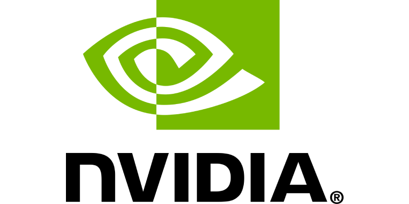 NVIDIA logo featuring a green eye-shaped design above the company name in bold black letters.