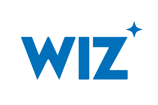 The logo for Wiz, featuring the word 'WIZ' in blue text with a star symbol above the letter 'Z'.