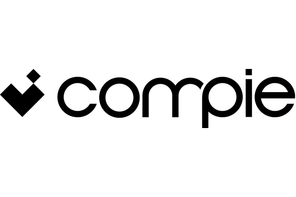 Black and white logo for Compie with a checkmark symbol and the word 'compie' in stylized font.