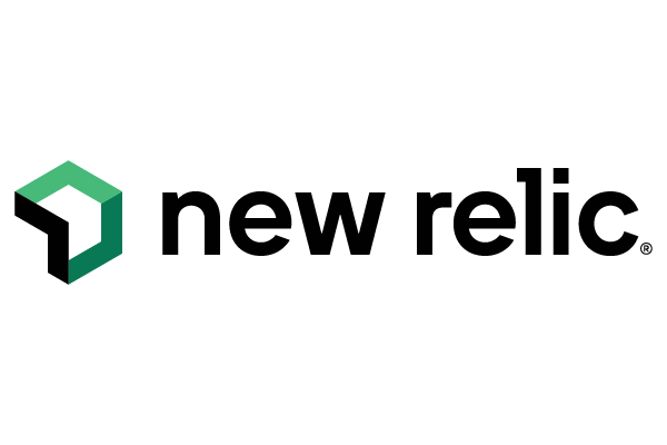 The logo for New Relic, featuring a geometric green and black icon to the left of the 'new relic' text in bold black letters.