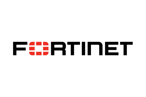 Fortinet logo with a red emblem and black text on a white background.