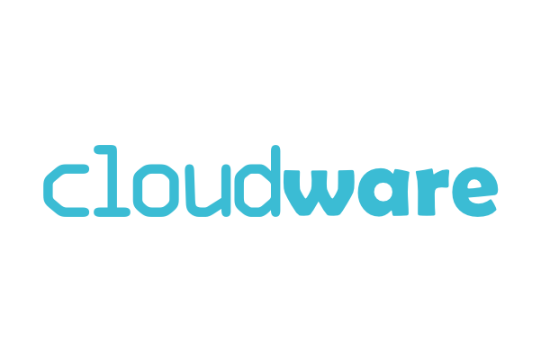 "Cloudware logo in light blue lowercase letters on a white background."