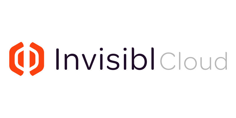 "Logo of Invisibl Cloud with an orange geometric icon and text in black and gray."