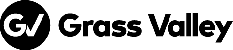 The logo for Grass Valley, featuring the letters 'GV' in a circular icon followed by the text 'Grass Valley' in bold black font.