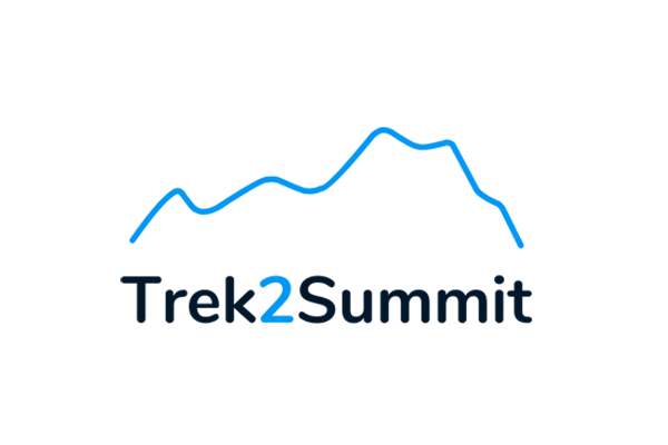 "Blue silhouette of a city skyline with text below."