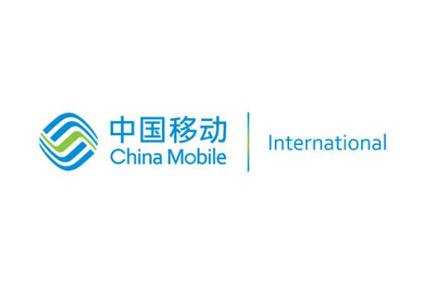 Logo of China Mobile International with text in Chinese and English, featuring a blue and green icon on the left.