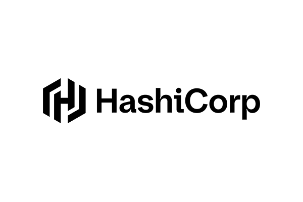 HashiCorp logo in black text with a hexagonal icon on a white background.