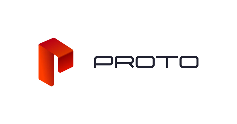 Logo for PROTO as a Platinum sponsor, featuring a 3D red geometric icon next to the word 'PROTO' in modern black text on a white background.