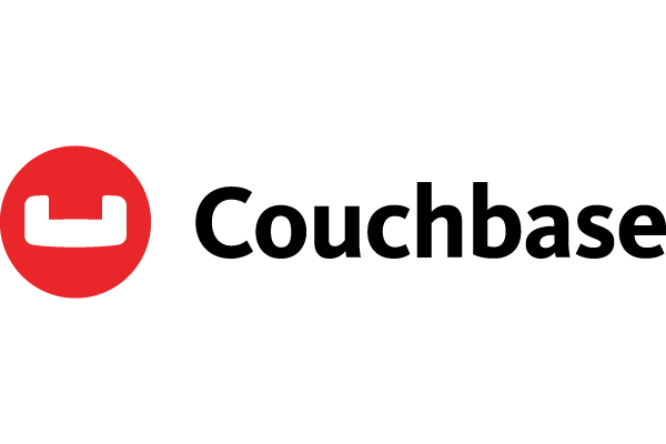 Couchbase logo featuring a red circular icon with a white couch shape and black text reading "Couchbase."