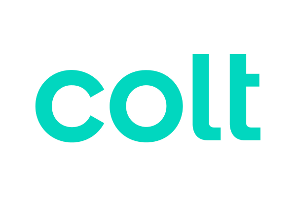 Colt company logo in teal lowercase letters on a white background