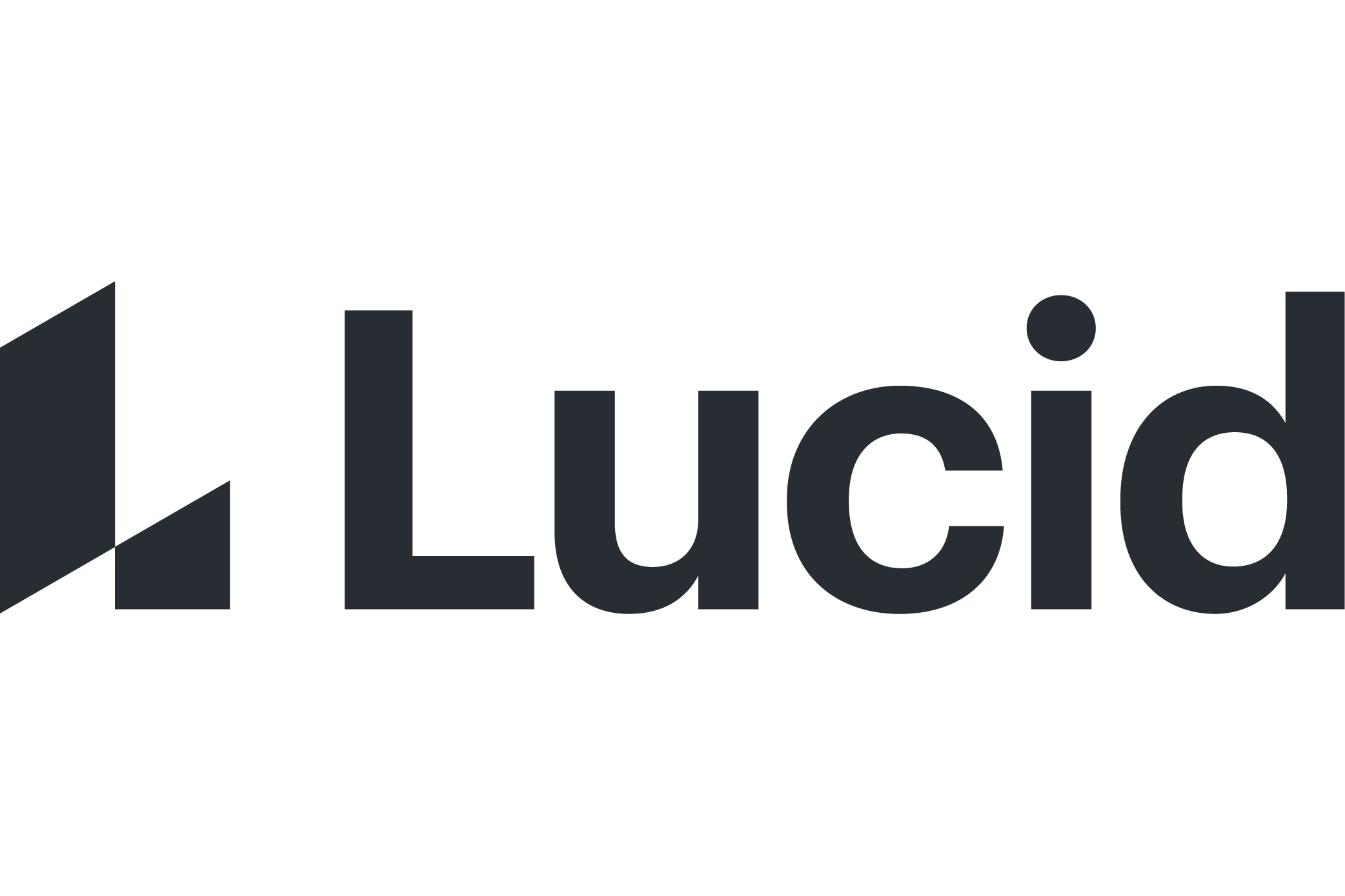 "Lucid logo with a geometric icon and bold black text."