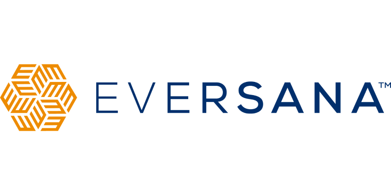 "EVERSANA logo with a geometric orange hexagon design on the left and blue text on the right."