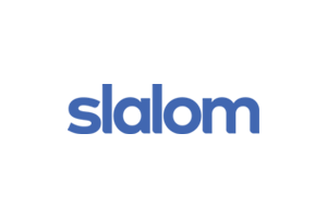 Slalom company logo in blue text on a white background