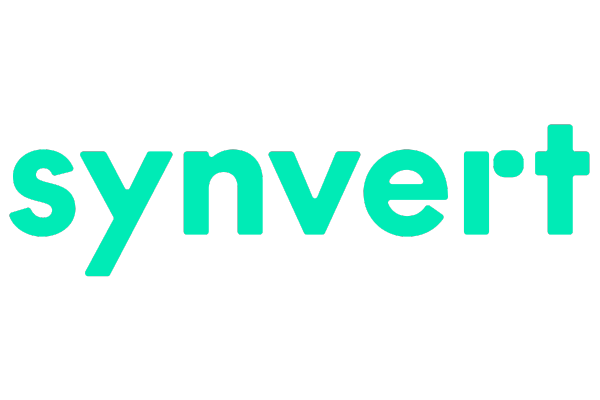 The image displays the Synvert logo with the word 'synvert' in a bold, modern green font on a black background.
