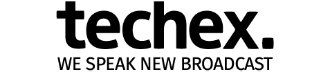 The logo for TechEx, featuring a modern stylized wordmark in black against a transparent background.