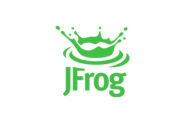 JFrog company logo, green frog with outstretched arms on a white background