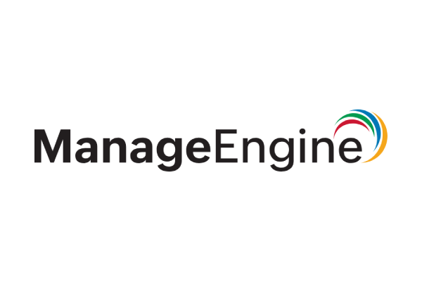ManageEngine logo with stylized arcs in green, red, blue, and yellow above the letter 'i'.