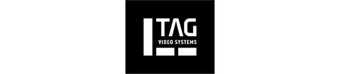 Logo for TAG Video Systems, featuring the company name in bold white text on a black background with the words 'Video Systems' underneath.