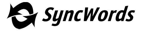 SyncWorld logo in black text on a transparent background.