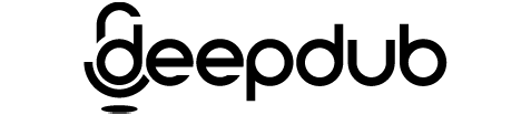 Black and white logo for Deepdub, a company specializing in AI-powered dubbing and localization services.
