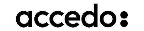 The Accedo company logo in black text on a transparent background.