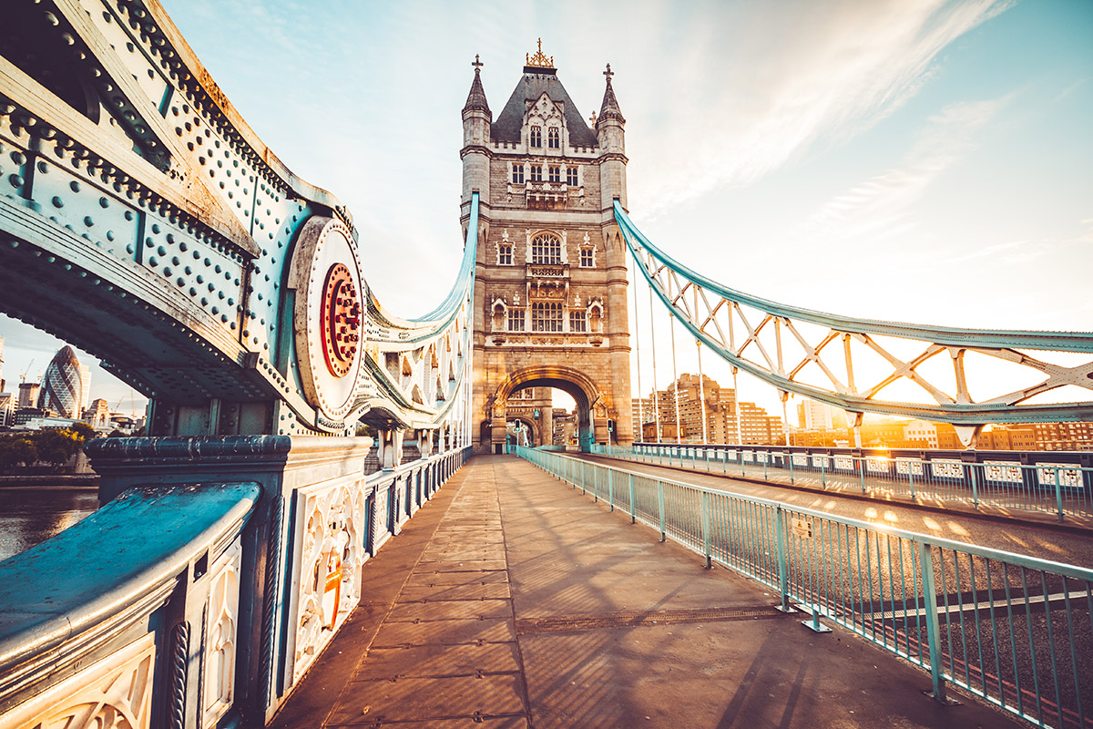 Spectacular Tower Bridge in London at sunrise
