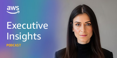 Alt-text: "AWS Executive Insights Podcast text on a gradient background."