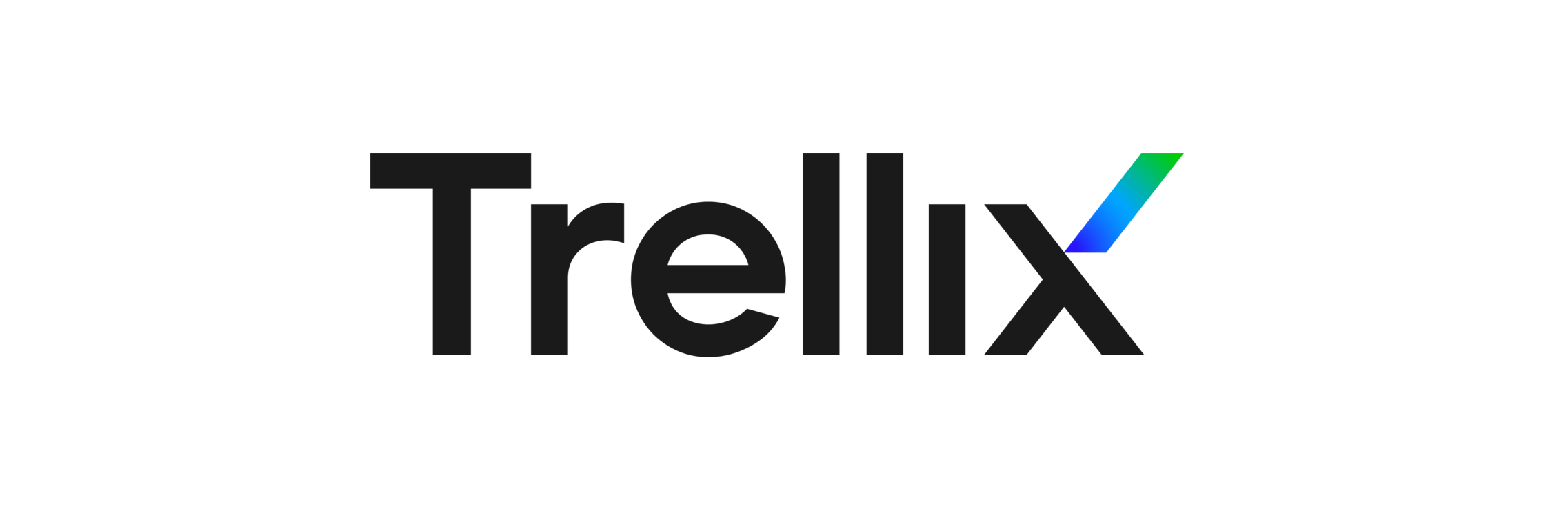 Logo of Trellix with black text and a multicolored gradient accent on the letter "x".