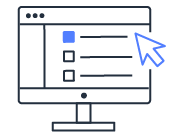 An icon illustration showing a computer screen with a checklist and a cursor, representing step 3 in the AWS Elemental MediaConvert interface.