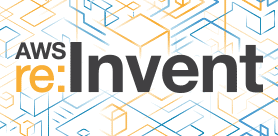 AWS re:Invent 2015 logo with geometric background pattern