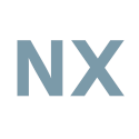 Image displaying the letters 'NX' in bold, blue-gray font on a white background.
