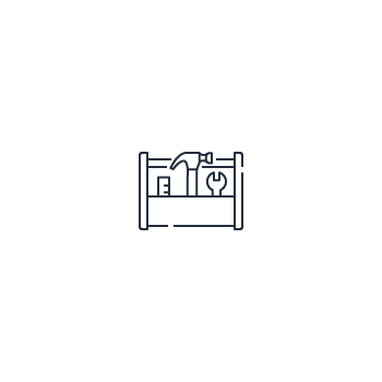 An icon depicting a simple, dark-colored toolbox centered on a white background.