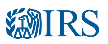 IRS logo featuring a blue stylized eagle, scales of justice, and the letters "IRS."
