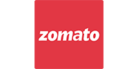 Zomato logo on a red background.